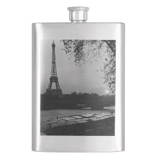 Vintage France Paris Eiffel tower sunset Hip Flask