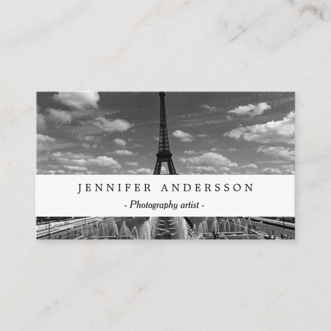 Vintage France Paris Fontains Tower Eiffel Business Card (Front)