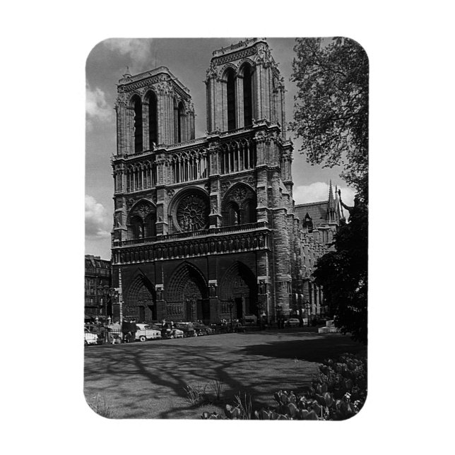 Vintage France Paris Notre Dame Cathedral 1970 Magnet (Vertical)