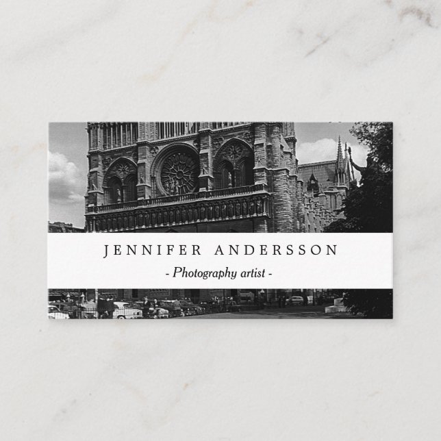 Vintage France Paris Notre Dame Cathedral Business Card (Front)