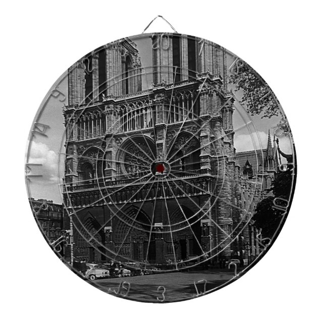 Vintage France Paris Notre Dame Cathedral Dartboard (Front)