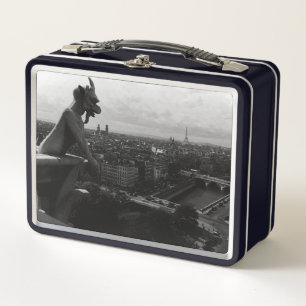 Vintage France Paris Notre Dame Cathedral devil Metal Lunch Box