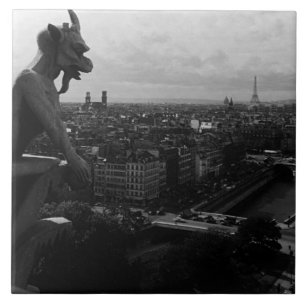 Vintage France Paris Notre Dame Cathedral devil Tile