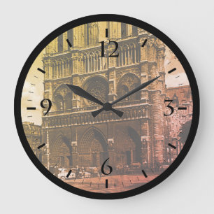 Vintage France Paris Notre Dame Cathedral Large Cl Clock