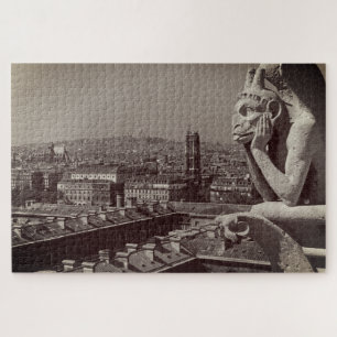 Vintage France Paris Notre Dame Cathedral thinker Jigsaw Puzzle
