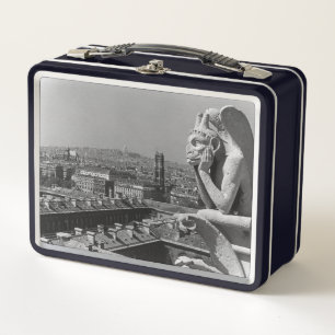 Vintage France Paris Notre Dame Cathedral thinker Metal Lunch Box