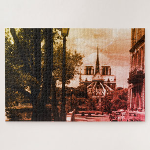 Vintage France Paris notre dame saint louis island Jigsaw Puzzle