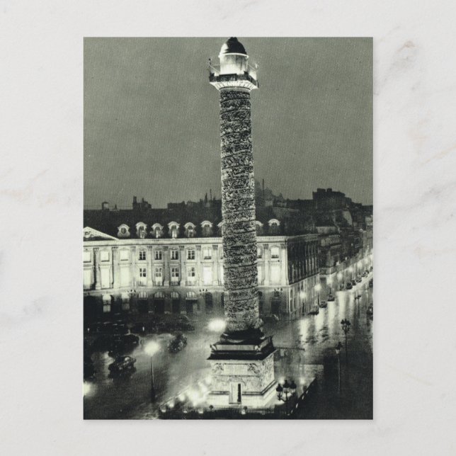Vintage France Paris, Place Vendome Postcard (Front)