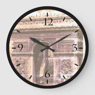 Vintage France Paris Triumphal arch Place Etoile L Large Clock
