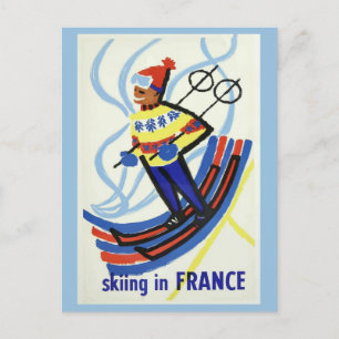 Vintage France Ski French Travel Postcard