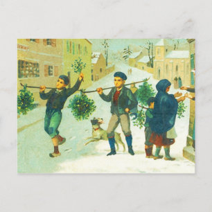 Vintage France Town Christmas Postcard