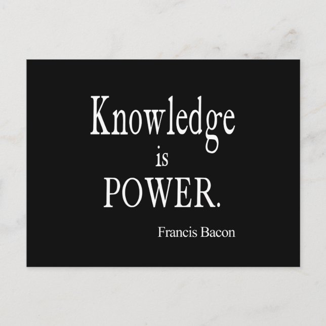 Vintage Francis Bacon Knowledge is Power Quote Postcard (Front)