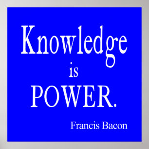 Vintage Francis Bacon Knowledge is Power Quote Poster