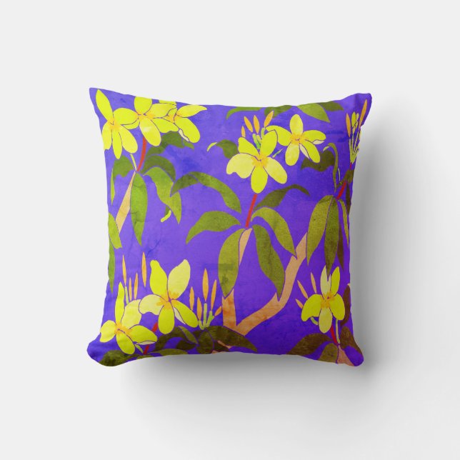 Vintage Frangipani Throw Pillow (Front)