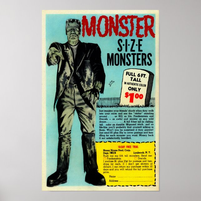 Vintage Frankenstein Mail Order Poster (Front)