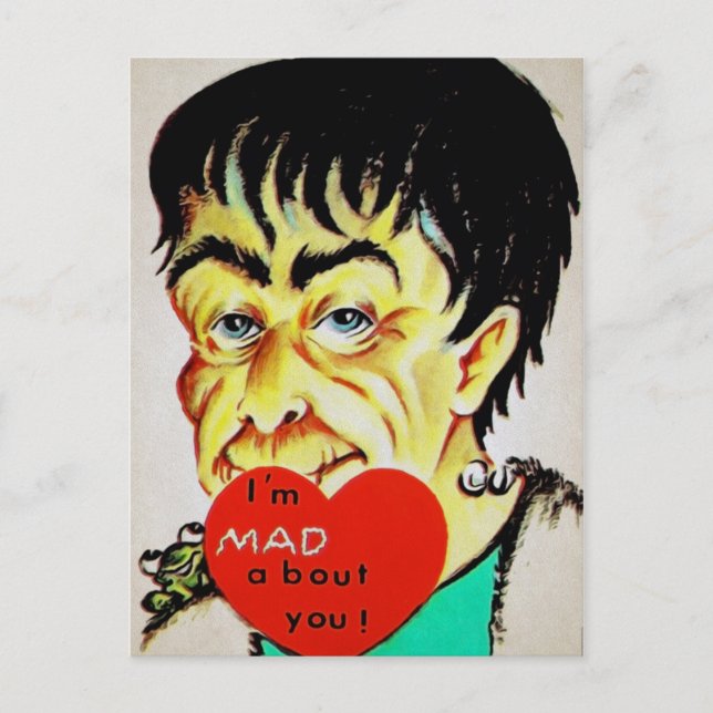 Vintage Frankenstein Valentine Postcard (Front)