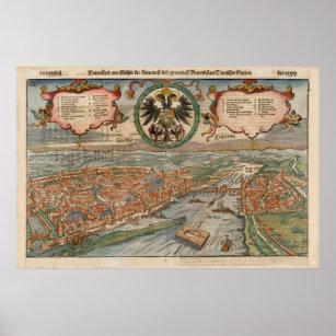 Vintage Frankfurt Germany Map (1560) Poster