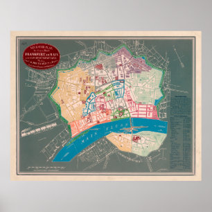Vintage Frankfurt Germany Map (1844) Poster