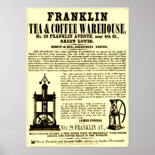 "Vintage Franklin Tea & Coffee Broadside 1853" Poster