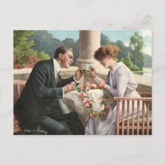 Vintage Frau und Herr, Liebe Postcard