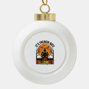 Vintage Freakin Bats Love Halloween Shirt Design_1 Ceramic Ball Christmas Ornament