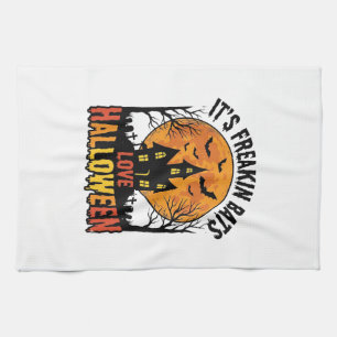 Vintage Freakin Bats Love Halloween Shirt Design_1 Tea Towel