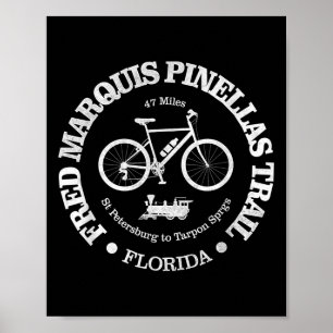 Vintage Fred Marquis Pinellas Trail Cycling Florid Poster