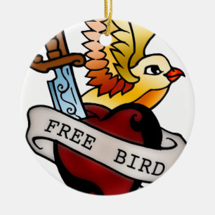 vintage free bird tattoo ceramic tree decoration