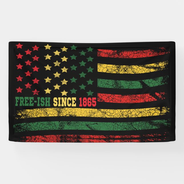 Vintage Free-ish Since 1865 Juneteenth Flag Banner (Horizontal)