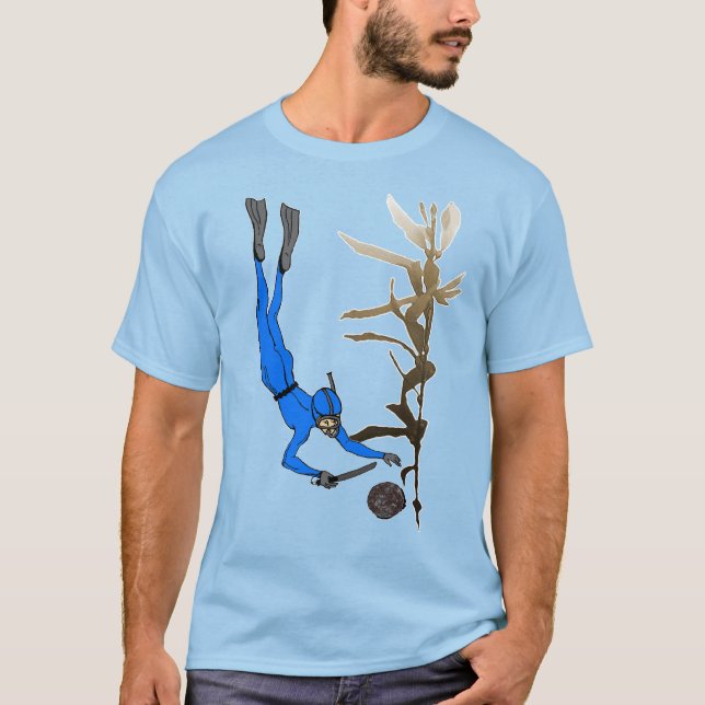 Vintage Freediving Abalone Diver with Kelp T-Shirt (Front)