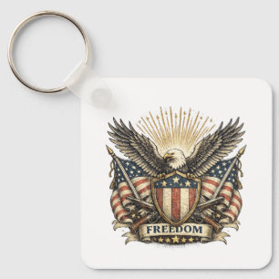 Vintage Freedom Eagle Patriotic USA Keychain