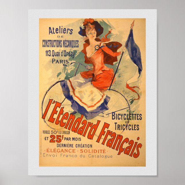 Vintage French Advertising Bicyclettes 1891 Poster (Front)