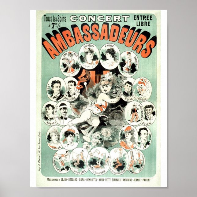 Vintage French Advertising Concert  Show 1881 Poster (Front)