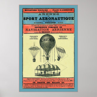 Vintage French Aeronautic Exhibition ~ 1885 Poster