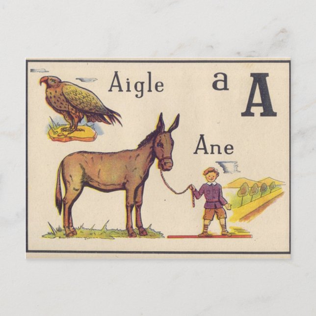 Vintage French Alphabet postcard (Front)