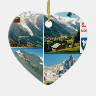 Vintage French Alps, Chamonix Mt Blanc Ceramic Tree Decoration