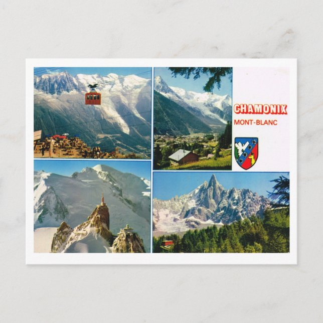 Vintage French Alps, Chamonix Mt Blanc Postcard (Front)