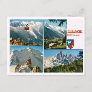 Vintage French alps, Chamonix multiview Postcard