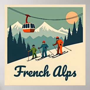Vintage French Alps : Nostalgic Art Poster