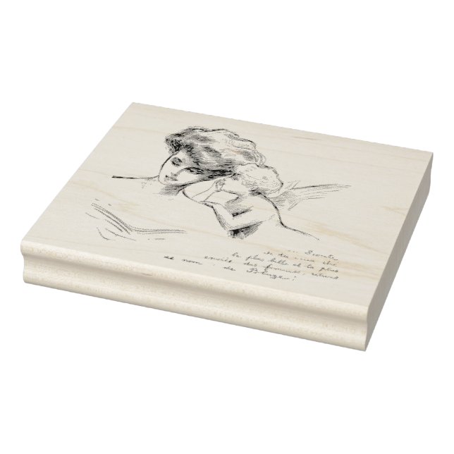 Vintage French Angel Woman French Script Rubber Stamp (Stamp)