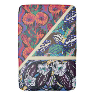Vintage French Art Deco Geometric Floral Patterns Bath Mat