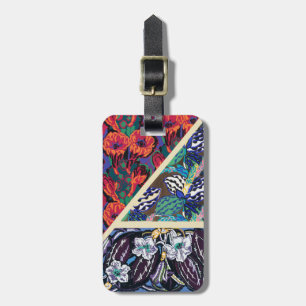 Vintage French Art Deco Geometric Floral Patterns Luggage Tag
