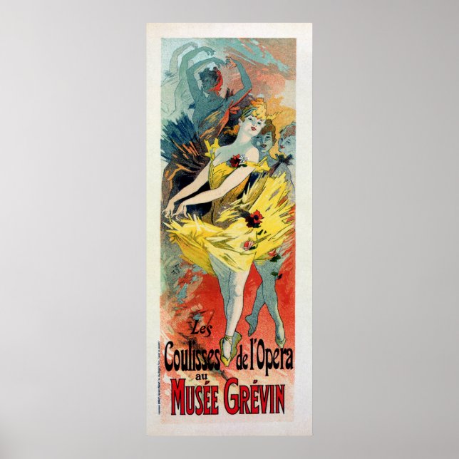 vintage French art nouveau ballet vertical banner Poster (Front)