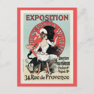 Vintage French art nouveau exposition ad Postcard