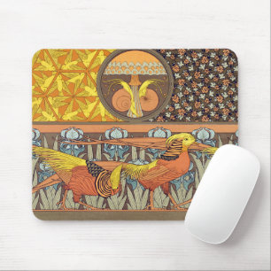 Vintage French Art Nouveau Nature Bird Pattern Mouse Mat