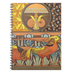 Vintage French Art Nouveau Nature Bird Pattern Notebook