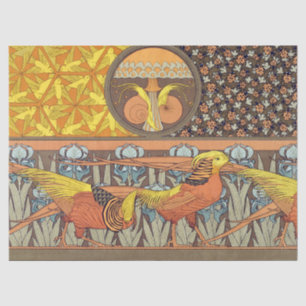 Vintage French Art Nouveau Nature Bird Pattern Tissue Paper