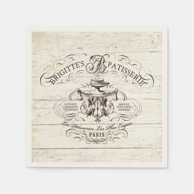 Vintage French Bakery Napkin (Front)