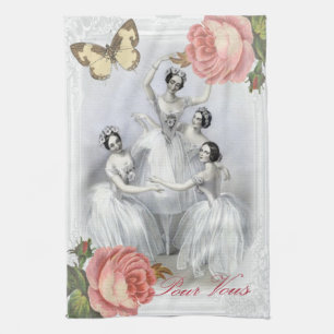 Vintage French ballerinas Tea Towel