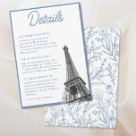 Vintage French Bat Mitzvah Details Enclosure Card<br><div class="desc">Share your event details in style with these vintage French Eiffel Tower Bat Mitzvah detail enclosure cards. The design features a blue toile floral design on the back with an Eiffel Tower photo and personalised text to share the details of your event on the front. Enter the Zazzle Design Tool...</div>